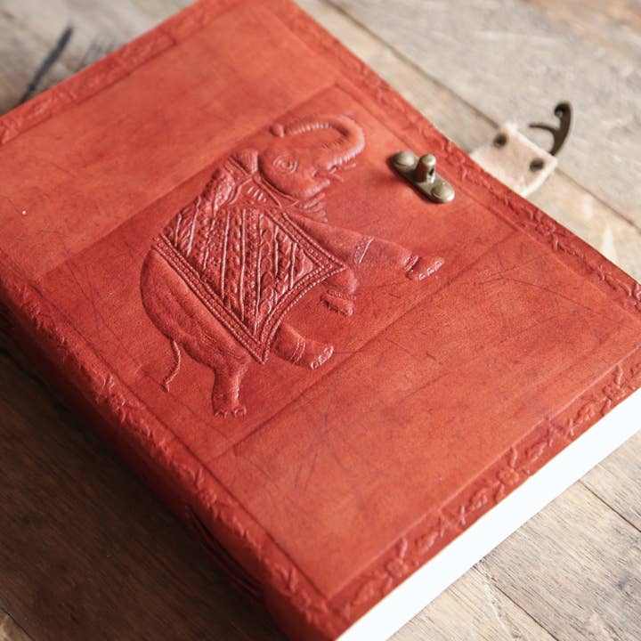 Elephant Embossed Leather Journal (9&quot; x 6&quot;)