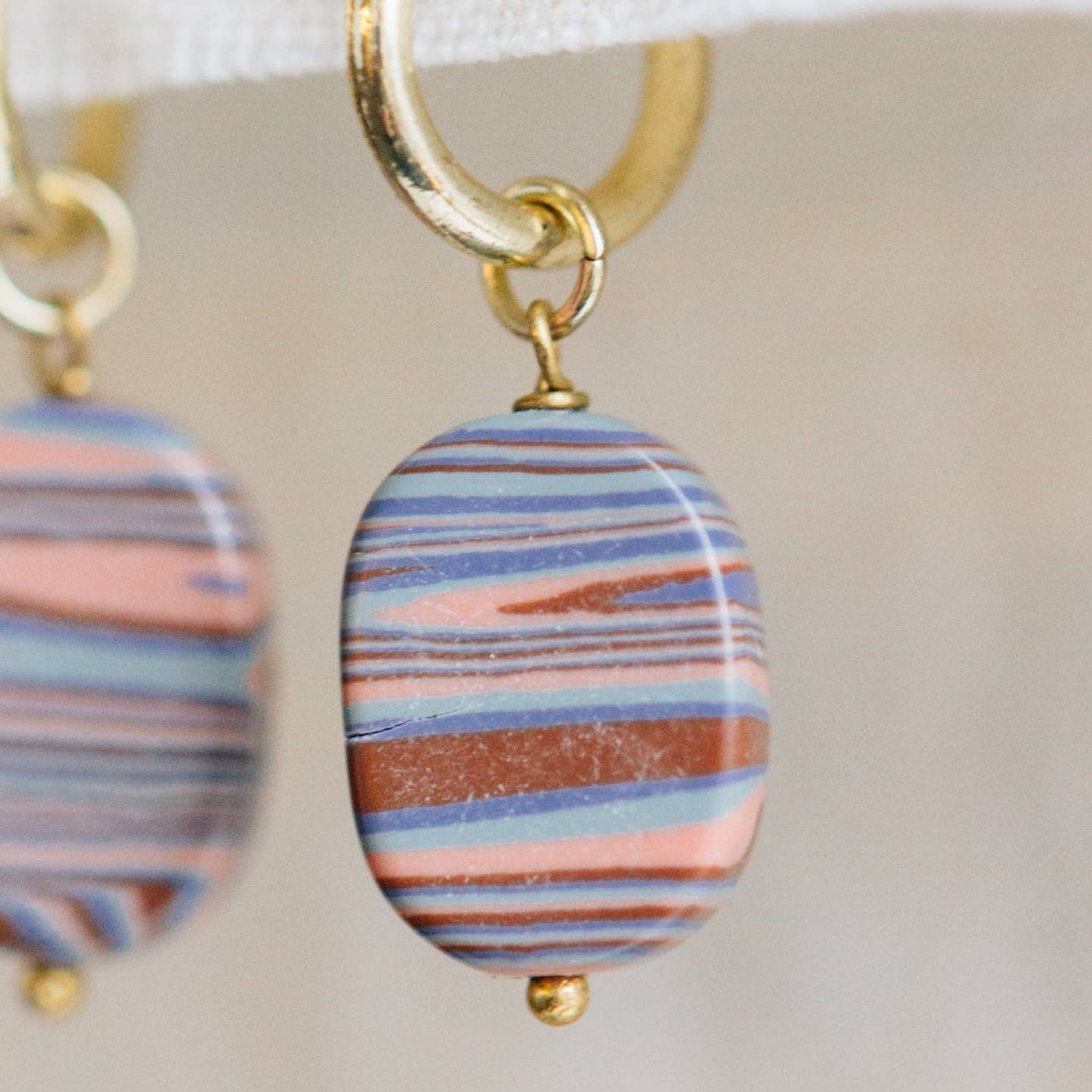 Clay &amp; Brass Drop Earrings (1.5&quot; L)
