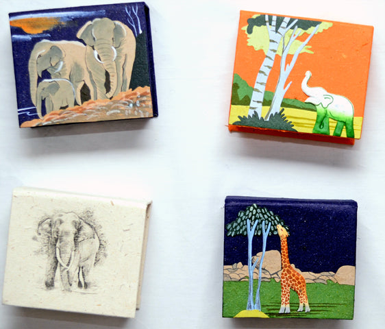 Elephant Dung Paper Note Box Square - Assorted