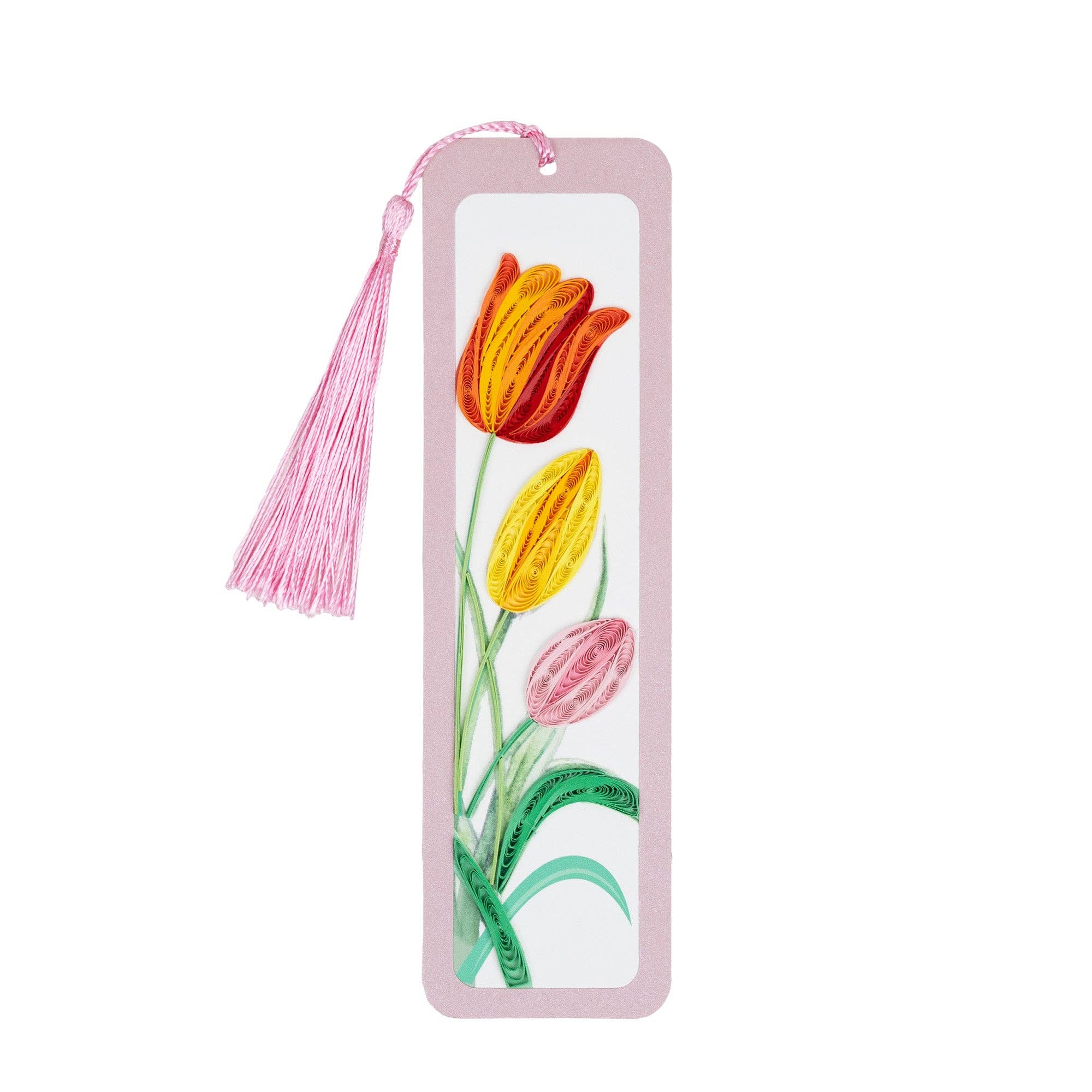 Handmade Quilled Paper Colorful Tulips Bookmark