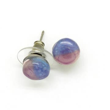 Round Glass Stud Earrings - Assorted