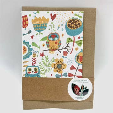 Owls &amp; Flowers Growing Paper Card