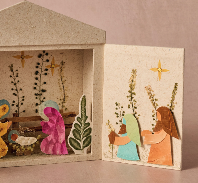 Paper Flower Retablo Nativity