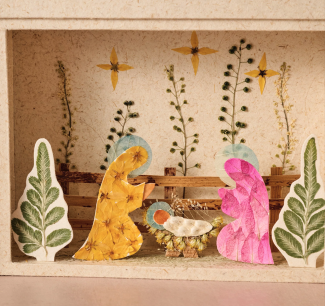 Paper Flower Retablo Nativity