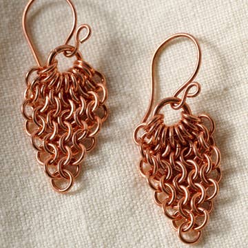 Copper Jump Ring Waterfall Earrings (1.75&quot; L)