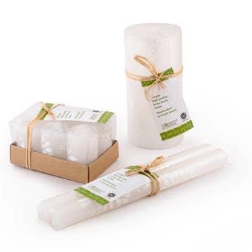 White/White Taper Candle - Set of 2