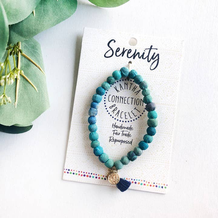Blue Serenity Kantha Connection Bracelet