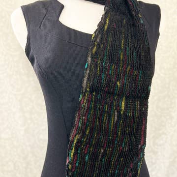 Black Multicolor Revati Silk &amp; Wool Scarf