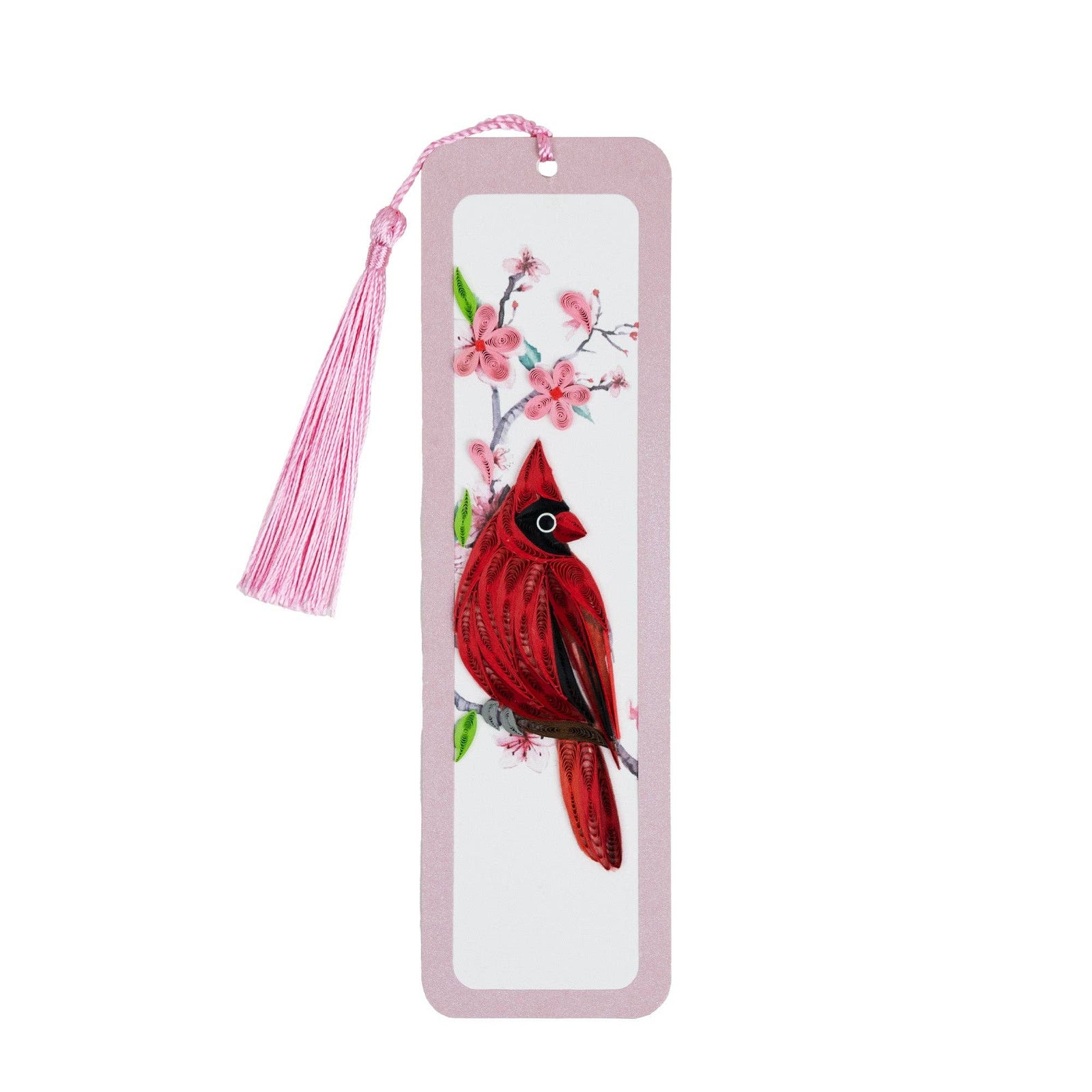 Handmade Quilled Paper Cardinal and Cherry Blossom Bookmark