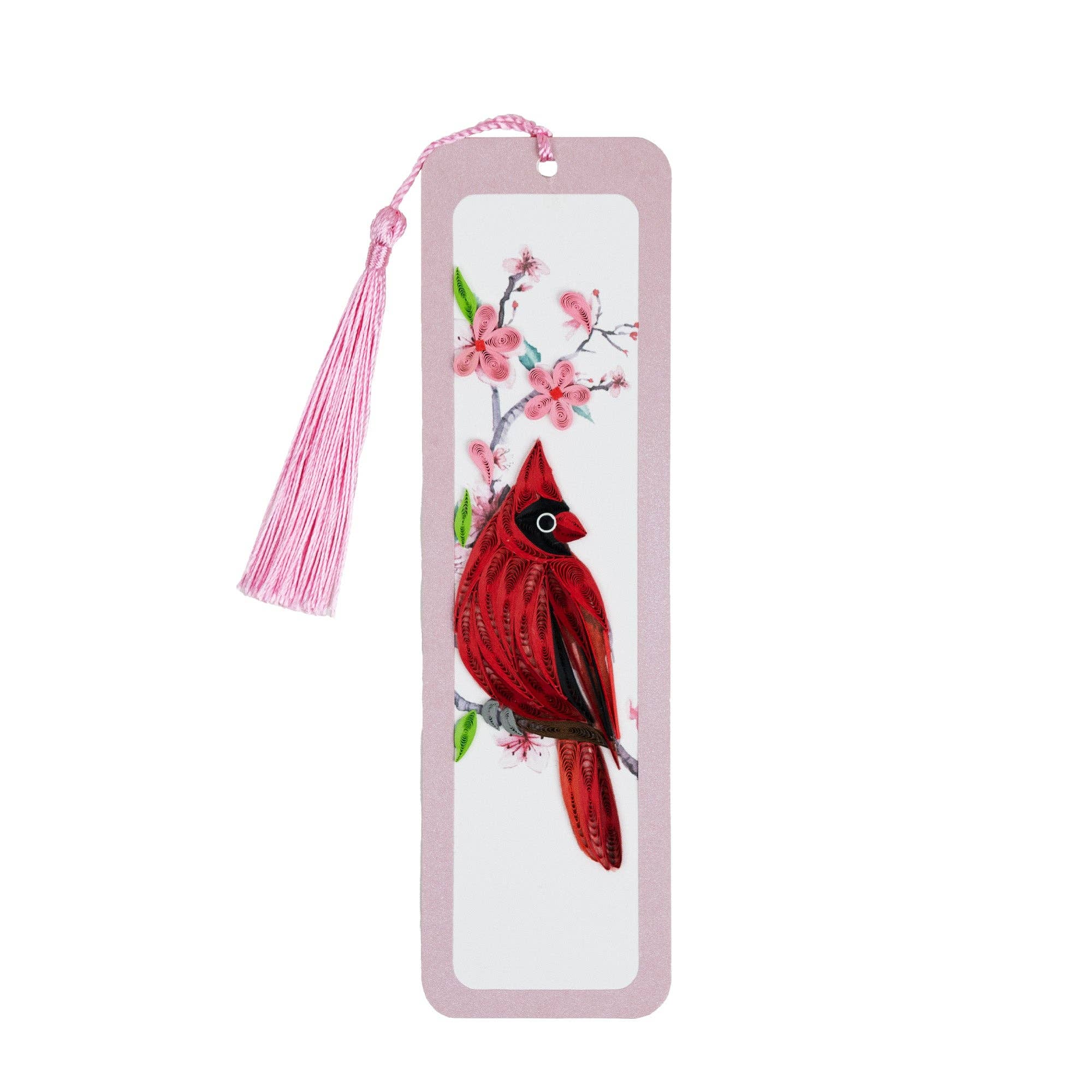 Handmade Quilled Paper Cardinal and Cherry Blossom Bookmark