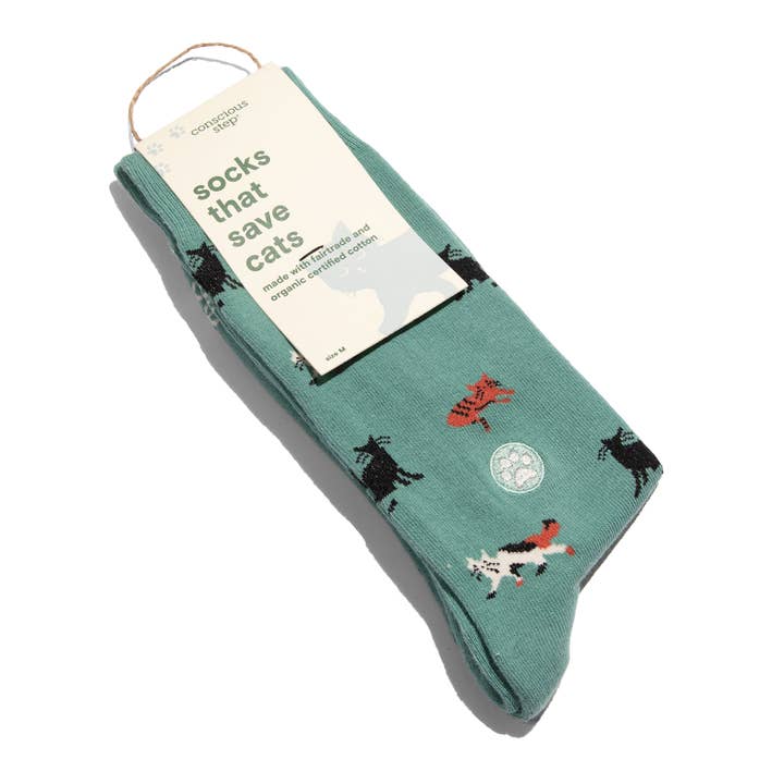 Teal Save Cats Socks