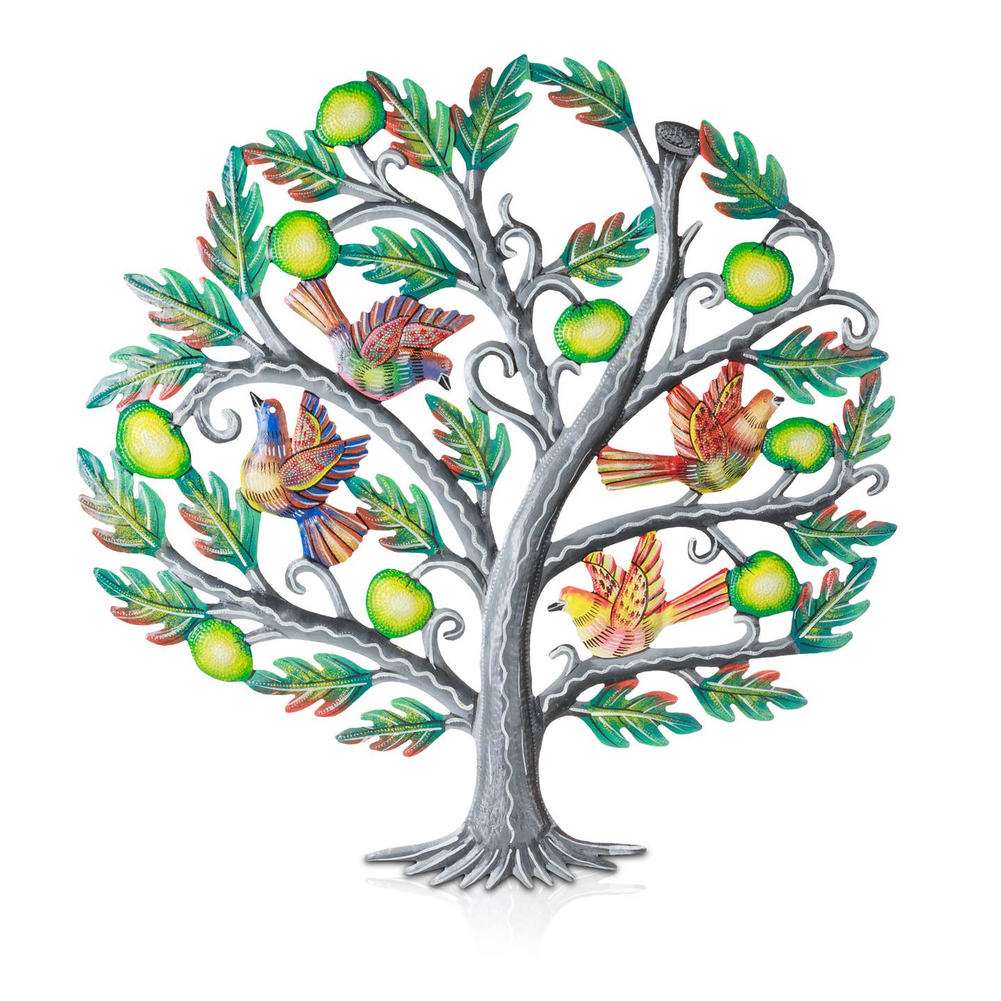 Apple Tree/Birds Painted Cutmetal Wall Hanging (22" D)
