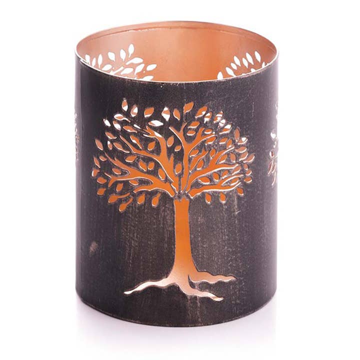 Iron Tree Candle Lantern (4" H)