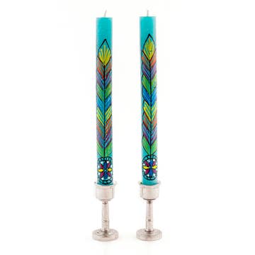 Hippie Painted Taper Candle - Set of 2