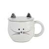 White/Black Cat Face With Lid Ceramic Mug - (3.25&quot;D x 2.5&quot;H)