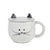 White/Black Cat Face With Lid Ceramic Mug - (3.25"D x 2.5"H)