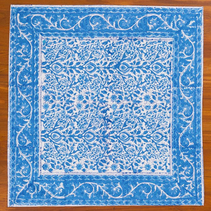 Blue Vine Blockprint Napkin