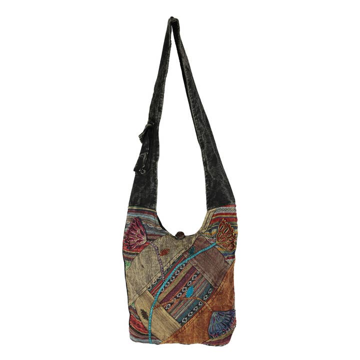 Flower Patchwork Crossbody Cotton Bag