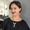 Brass &amp; Silver-Plated Teardrop Disc Necklace