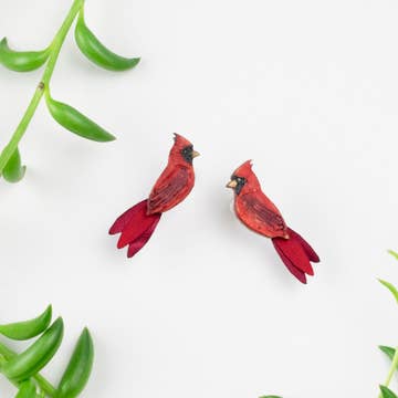 Cardinal Gourd/Fabric/Crystal Earrings