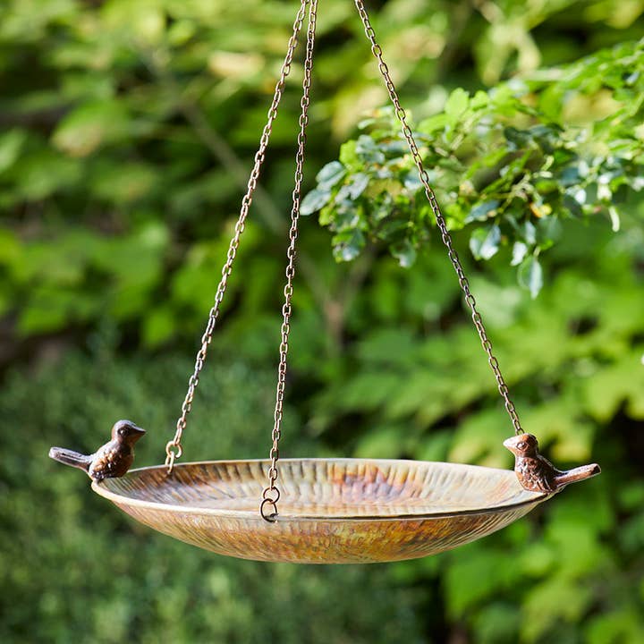 Sunburst Iron Hanging Birdbath