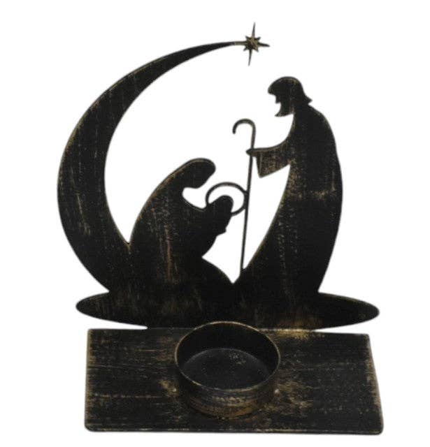 Silhouette Nativity Scene Candle Holder