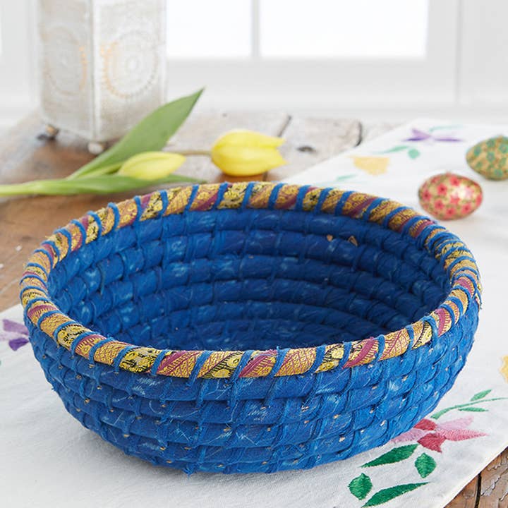 Indigo Bowl Chindi Basket (9&quot; D)