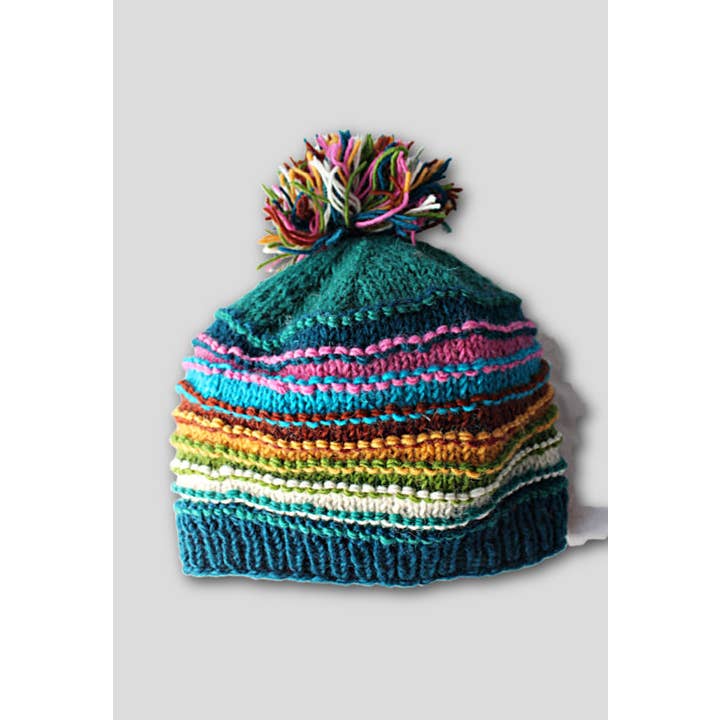 Multicolor Striped Wool Hat - Assorted