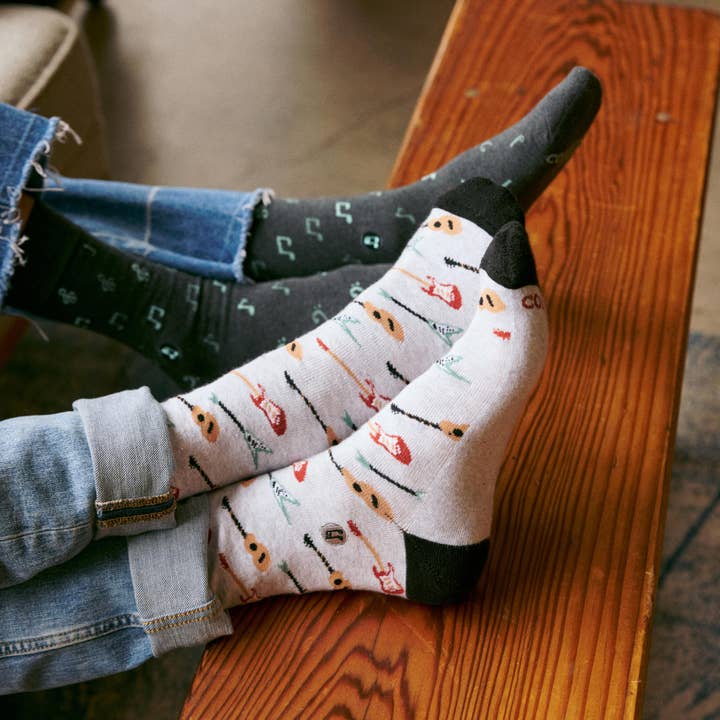 Grey Guitar Support Music Socks