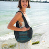 Teal Striped Stonewashed Hobo Bag