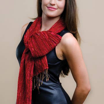 Red Revati Silk &amp; Wool Scarf