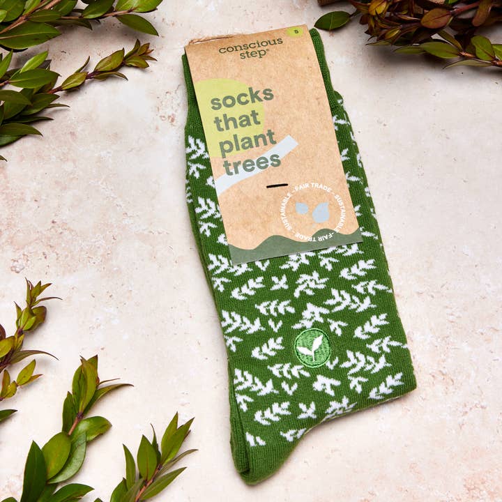 Green Plant Trees Socks, Medium