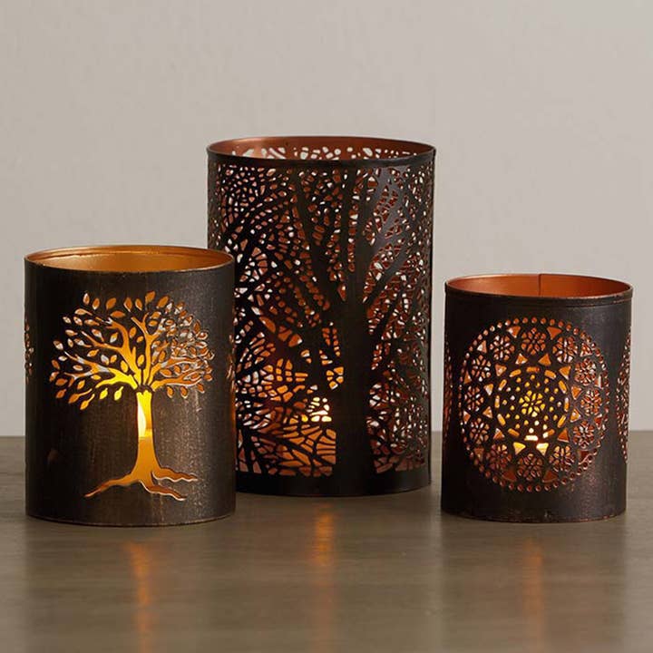 Copper-Plated Tree of Life Lantern (6&quot; H)