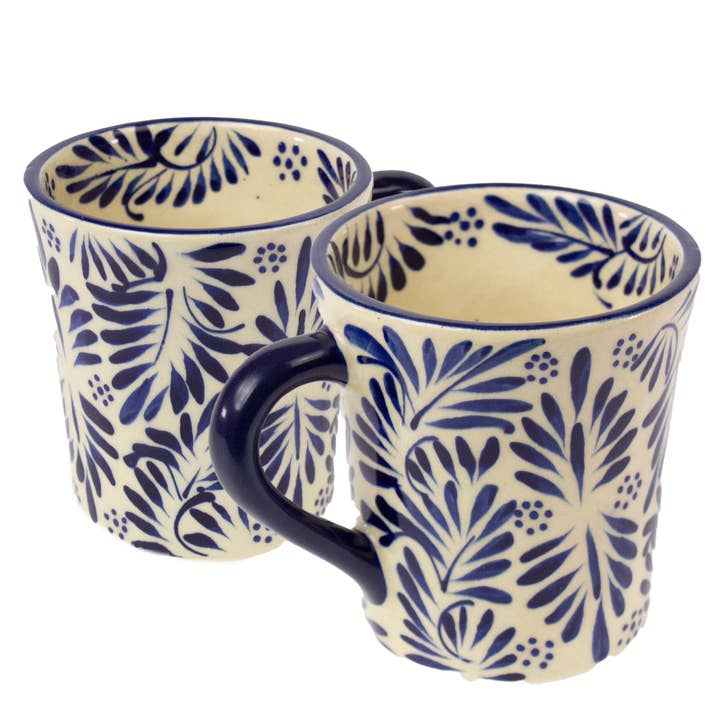 Blue & White Encantada Painted Ceramic Mug