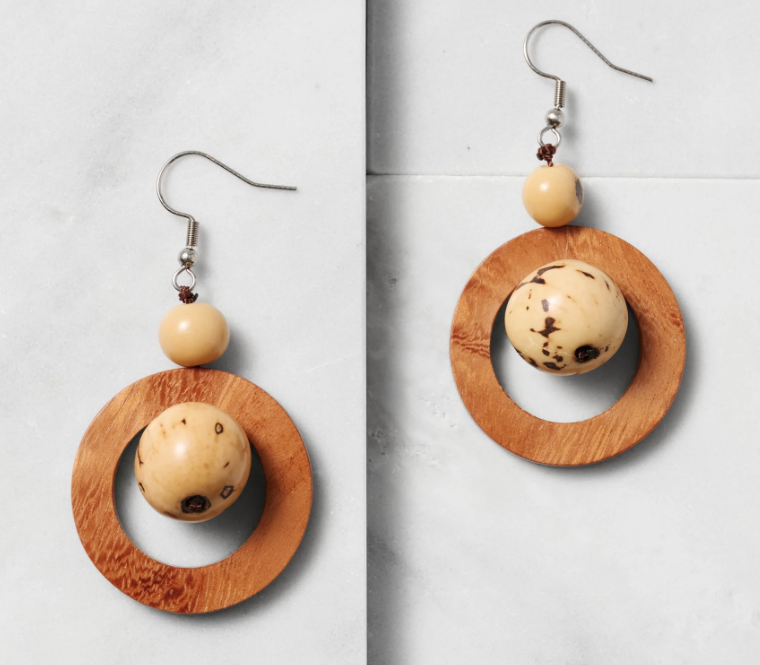 Wood Ring & Acai Earrings