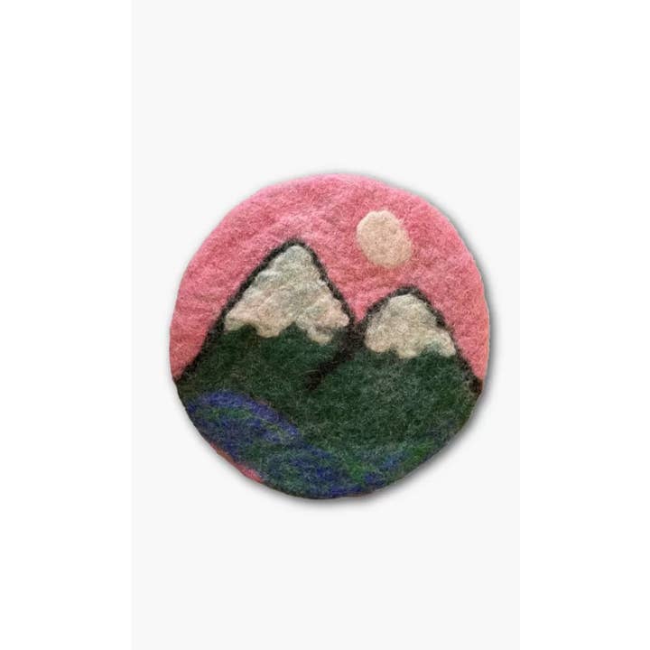 Mountain & Moon Round Felt Trivet - Assorted