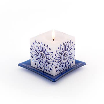 Blue/White Taper Candle - Set of 2