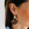 Tagua Nut Seashell Earrings (2.5&quot; L)