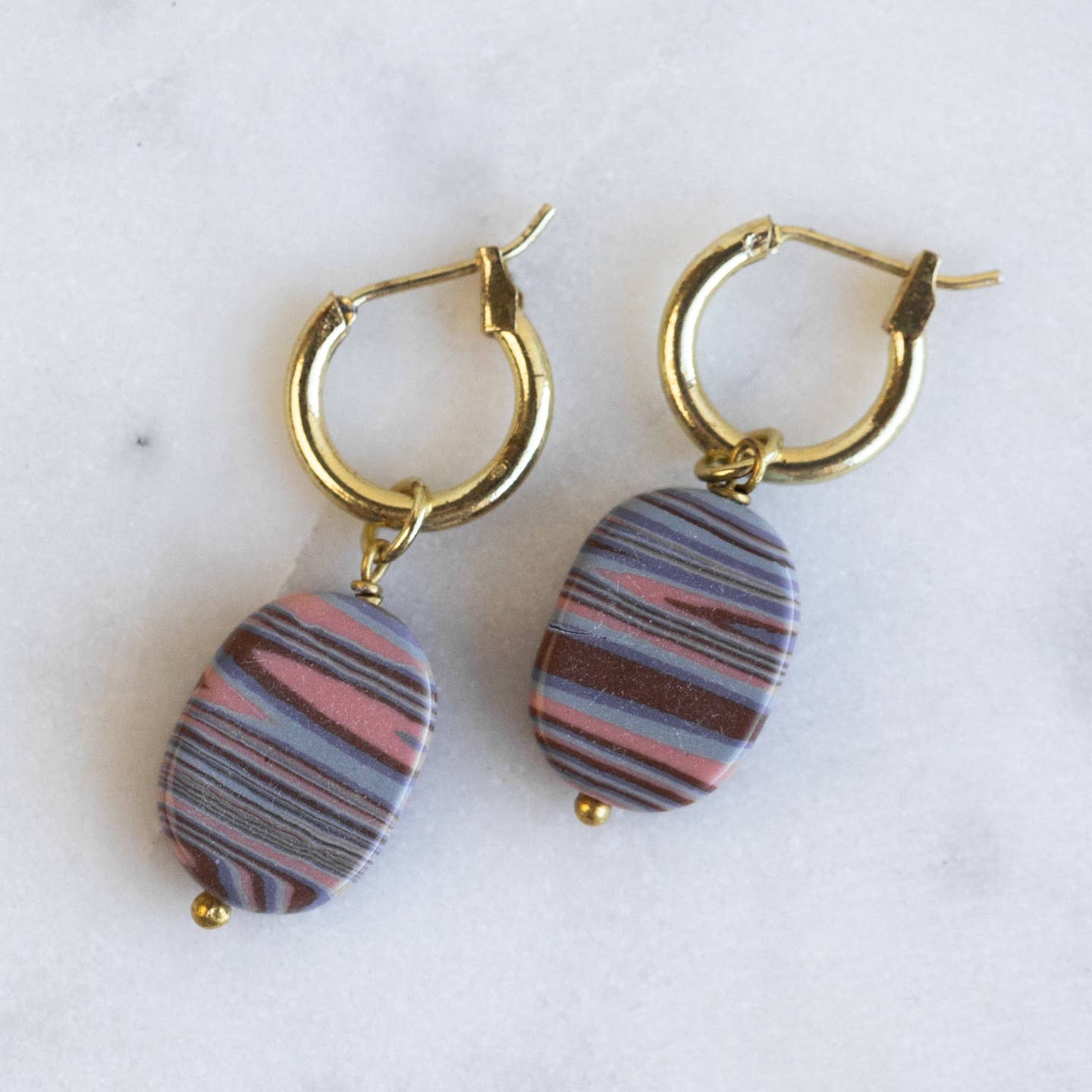 Clay &amp; Brass Drop Earrings (1.5&quot; L)