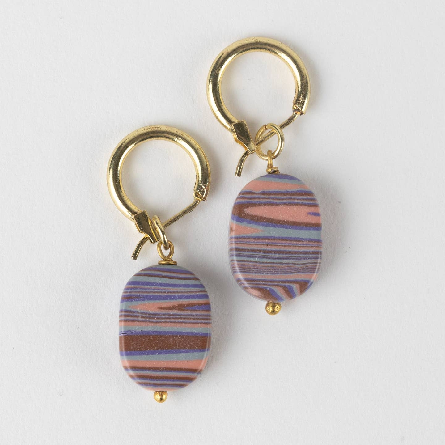 Clay & Brass Drop Earrings (1.5" L)