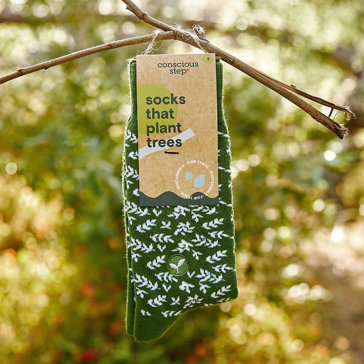 Green Plant Trees Socks, Medium