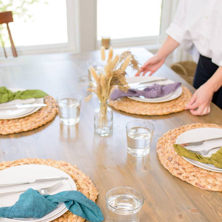 Purple/Brown/Blue/Green Gems Woven Cotton Napkins - Set of 4