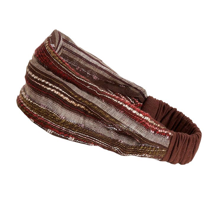 Brown Stripes Cotton Headband (7" W)