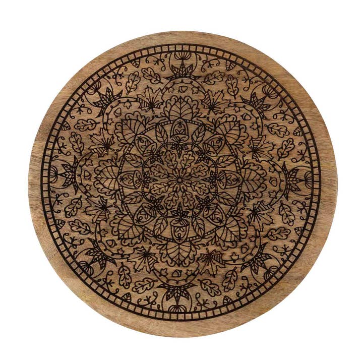 Mandala Mango Wood Lazy Susan (12" D x 2" H)