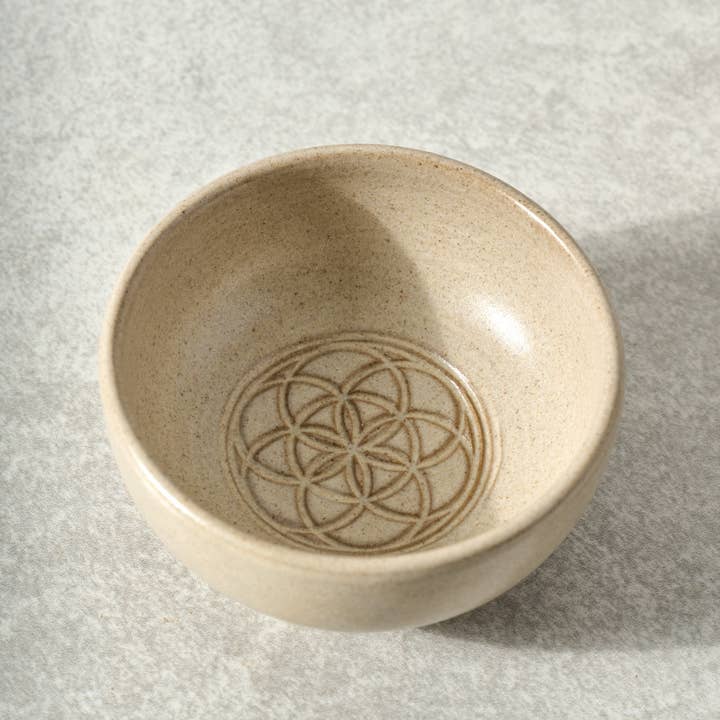 Tan Seed of Life Ceramic Bowl (3.5" D)