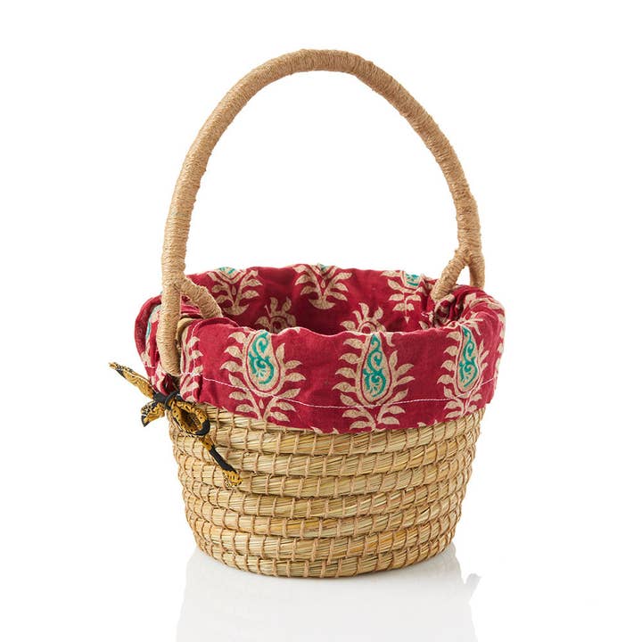 Kaisa Grass Mini Handled Chindi Basket (8.5&quot; D x 6.5&quot; H)