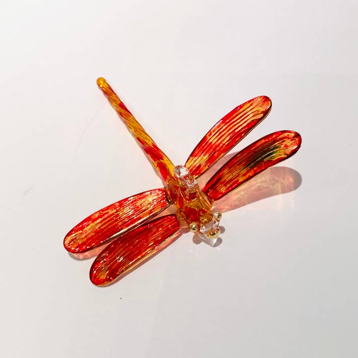 Red/Yellow Dragonfly Blown Glass Ornament