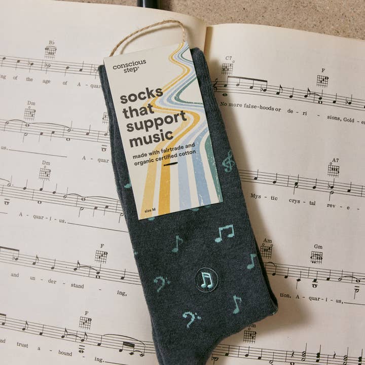 Black Notes Support Music Socks