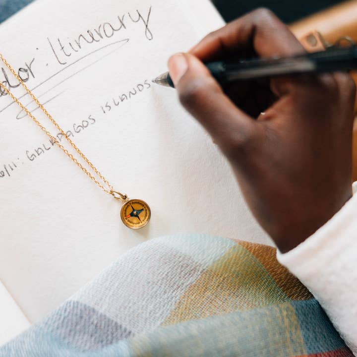 Mini Compass Pendant Necklace (0.6&quot; D x 32&quot; L)