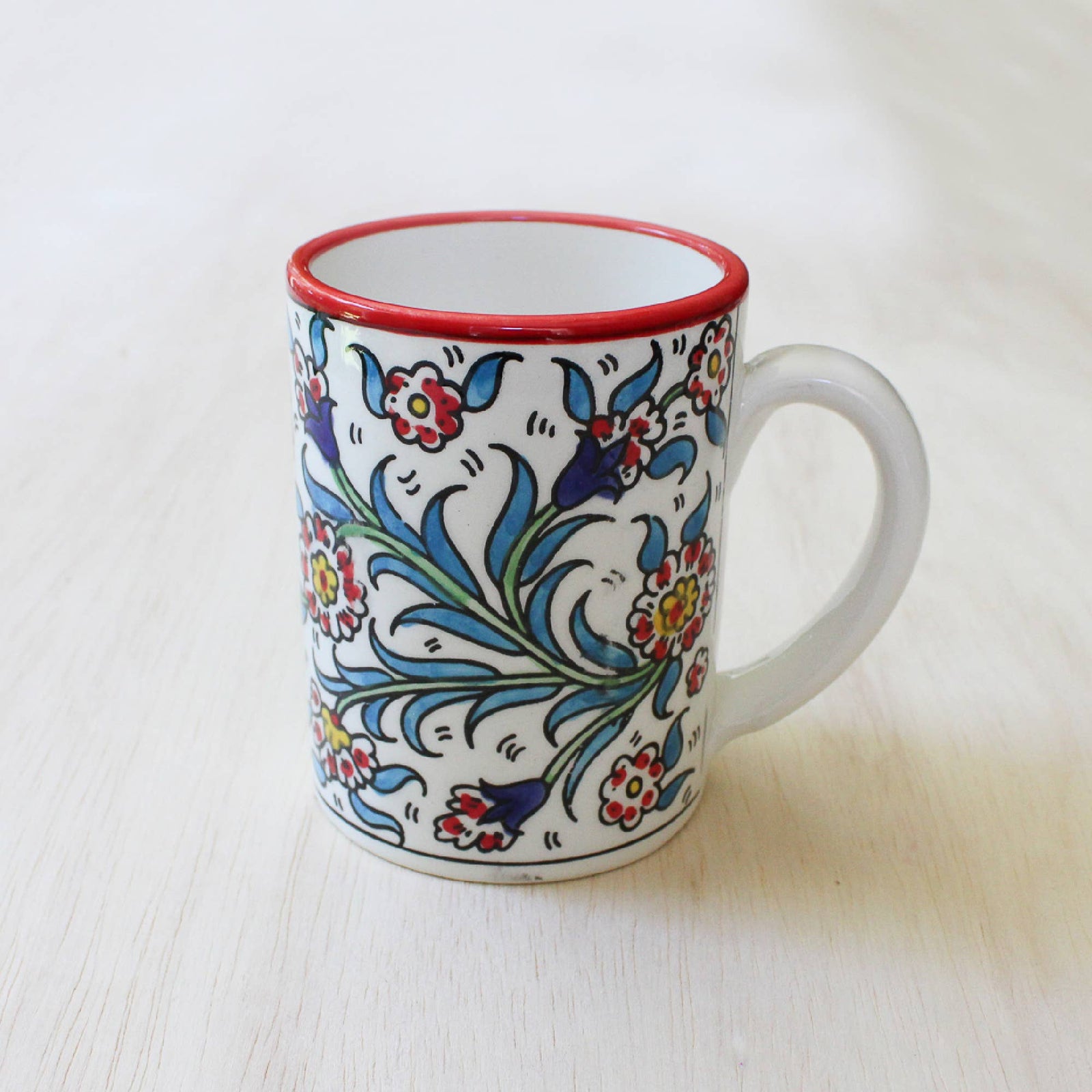 Red Floral Ceramic Mug